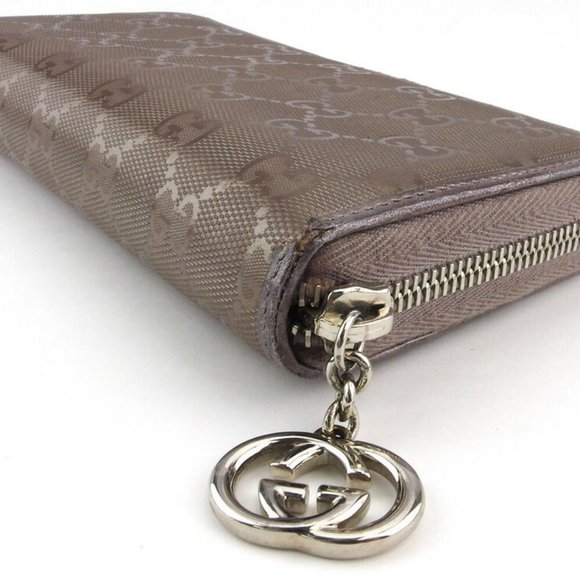 GUCCI wallet GG imple- gray gray coating canvas �~ leather Authentic used - Picture 2 of 9